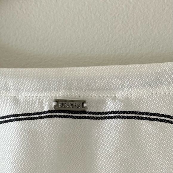 ST. JOHN Asymmetrical Striped Kimono Blouse Bianco/Navy M - Picture 4 of 9